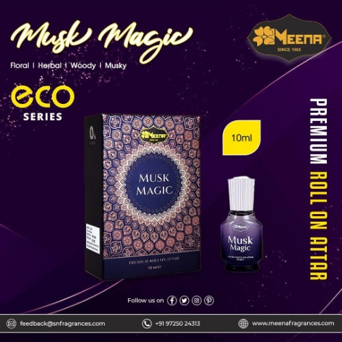 MEENA Musk Magic a FLORAL HERBAL WOODY MUSKY Herbal Attar (Woody, Fruity, Musk) 10 ML
